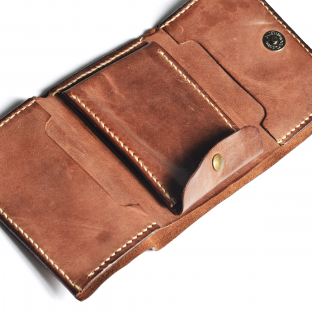 Portofel trifold mini piele naturala maro [2]