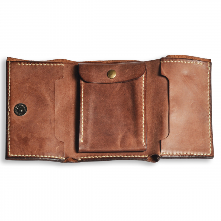 Portofel trifold mini piele naturala maro [1]