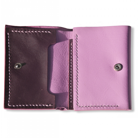 Portofel trifold mini piele naturala mov [1]