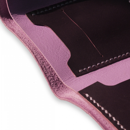 Portofel trifold mini piele naturala mov [3]
