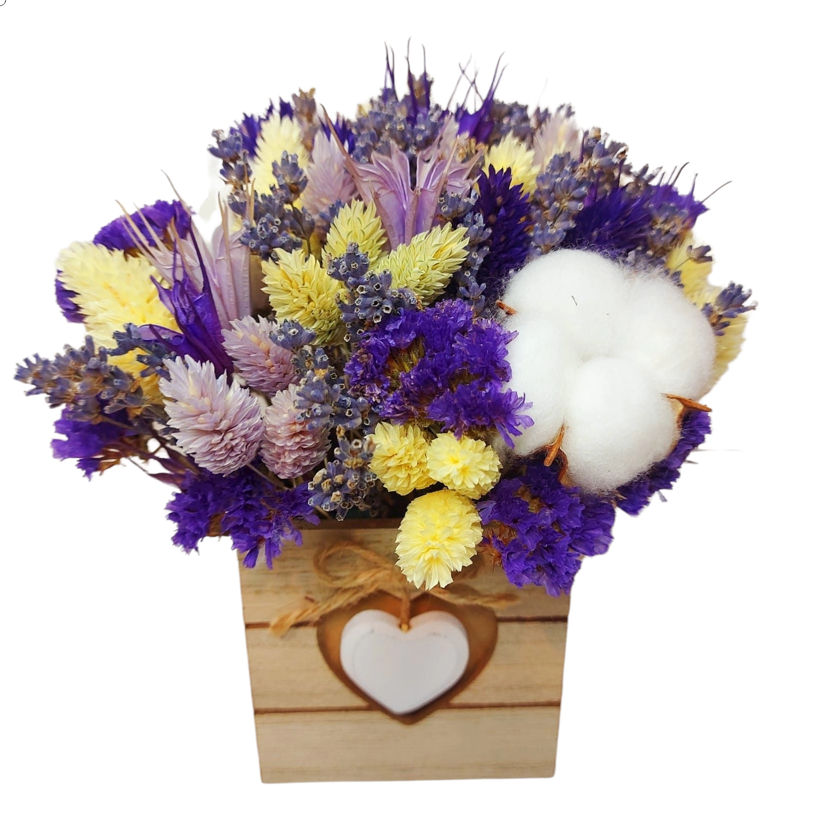 Aranjament cadou cu flori uscate Buchet Mov, 12×15 cm [1]