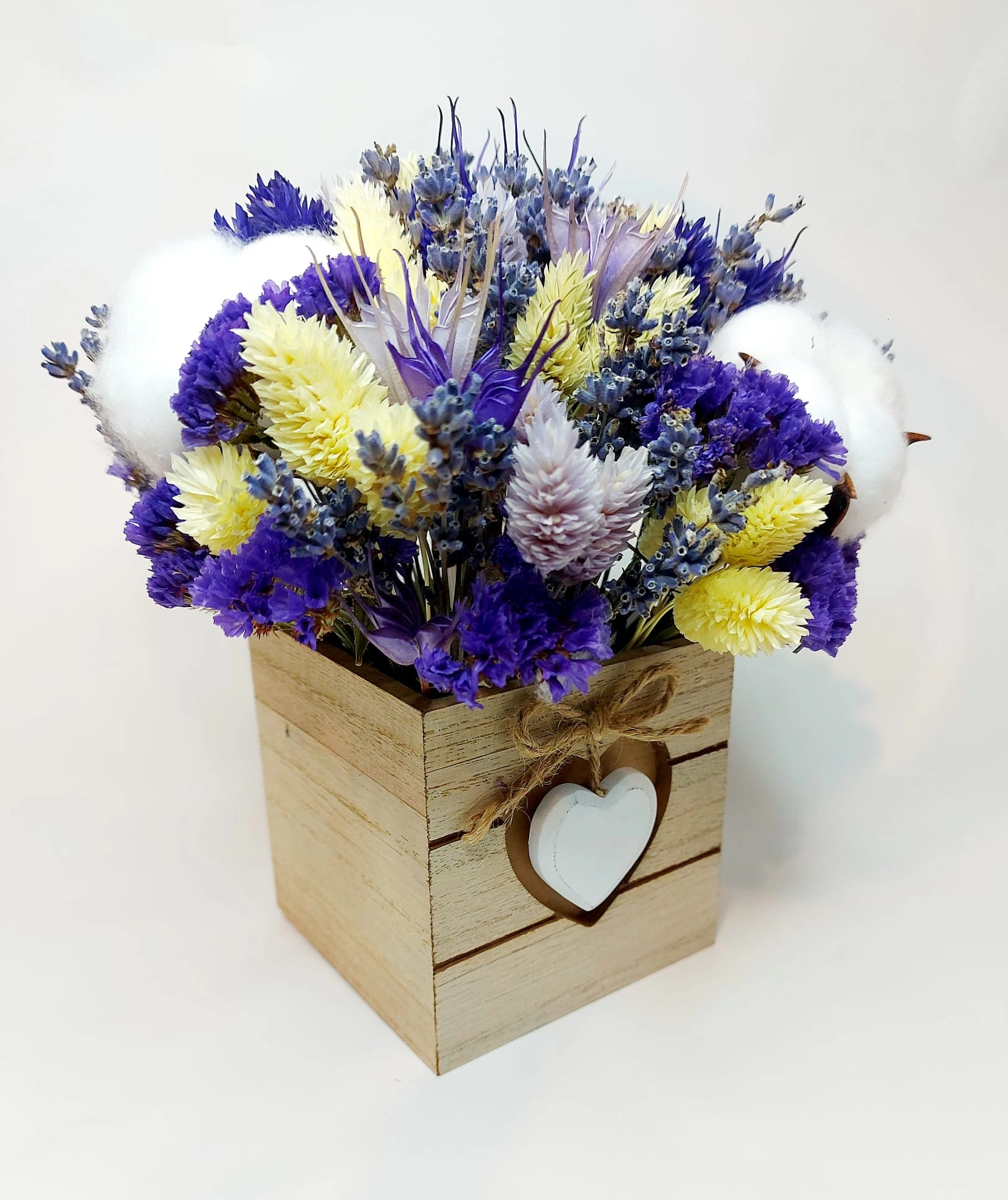 Aranjament cadou cu flori uscate Buchet Mov, 12×15 cm [3]