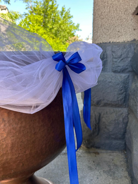 Aranjament cristelniță, tulle și fundițe satin [3]