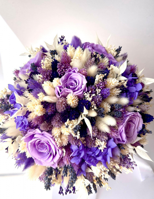 Buchet mireasă/nașă în cromatică alb-lila [4]