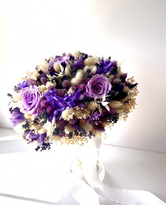 Buchet mireasă/nașă în cromatică alb-lila [5]