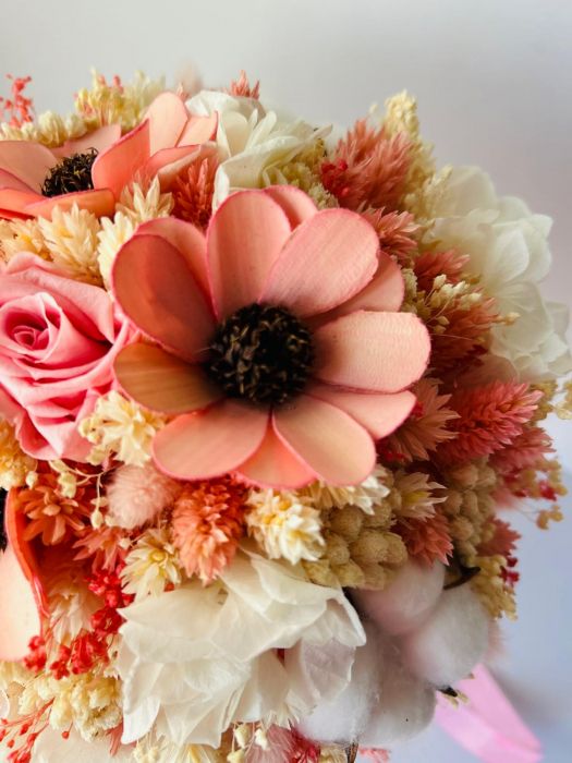 Buchet mireasă/nașă în cromatică alb-roz [6]