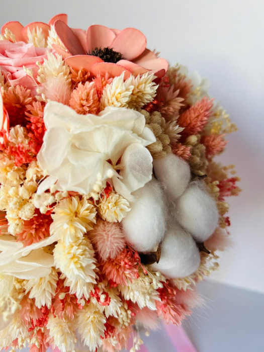 Buchet mireasă/nașă în cromatică alb-roz [2]