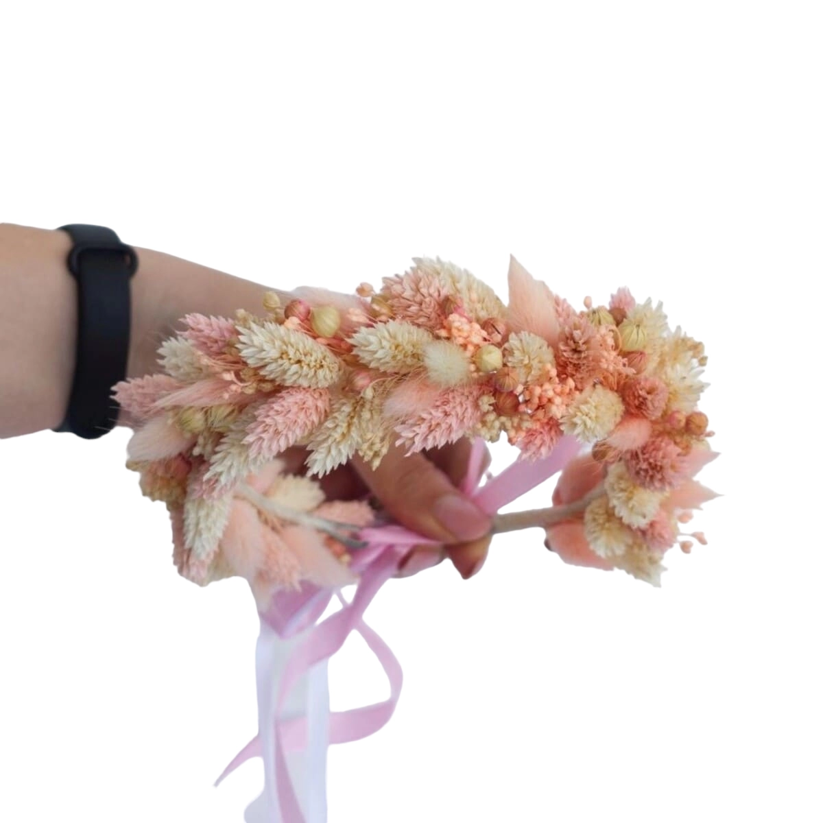Coronita din flori uscate, alb/roz pal [1]