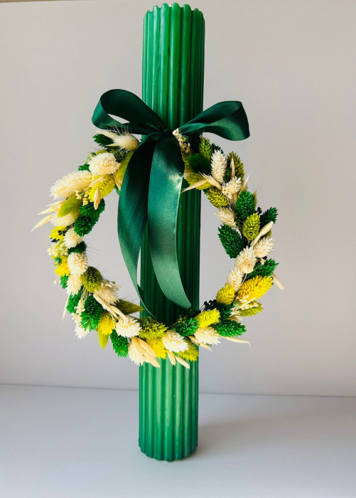 Lumânare Nuntă /Botez cu flori uscate, model floare personalizat la cerere [5]