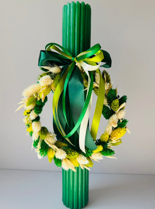 Lumânare Nuntă /Botez cu flori uscate, model floare personalizat la cerere [3]