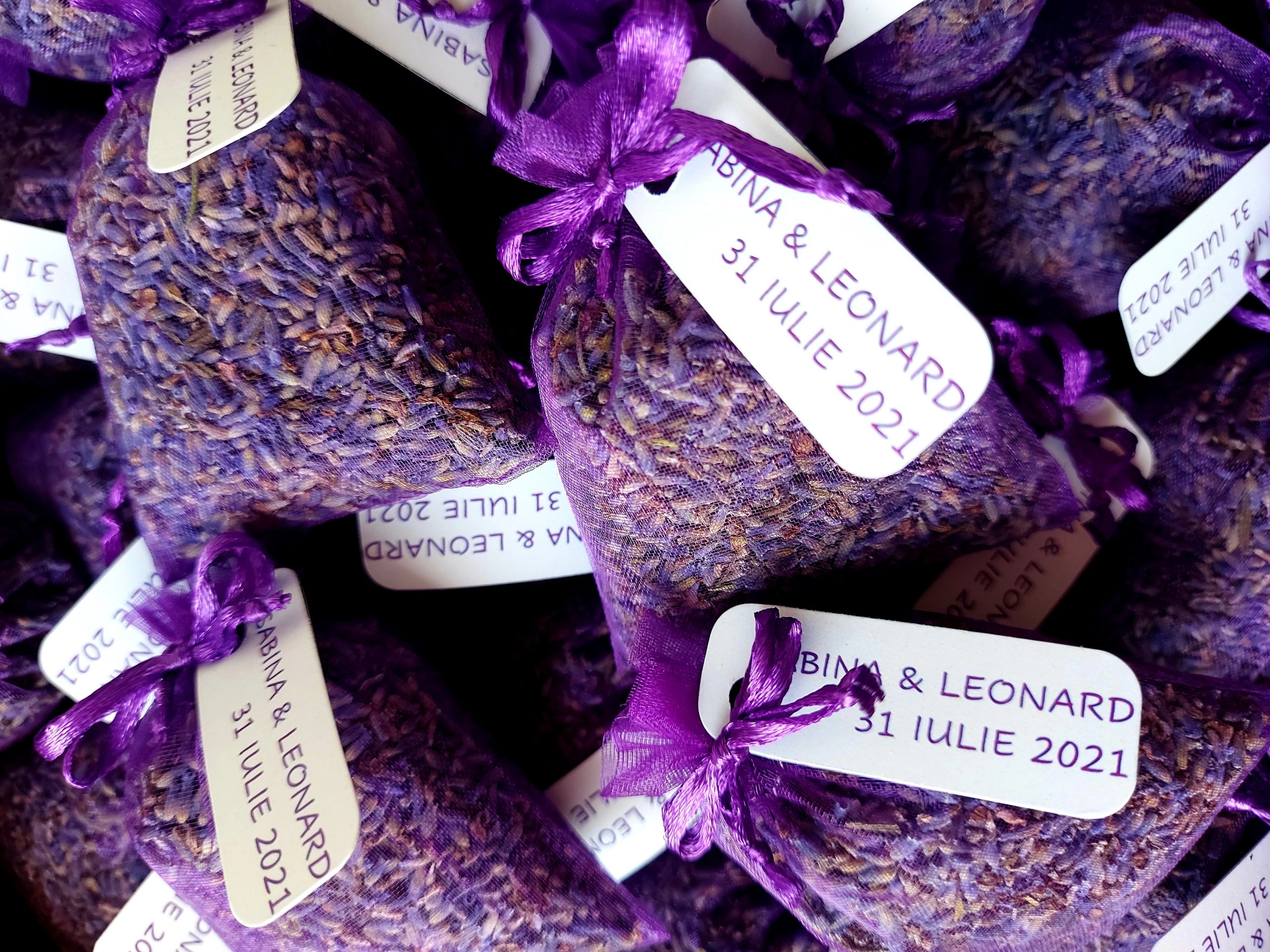 Marturie saculet organza cu lavanda, Mov, 7×9 cm [2]