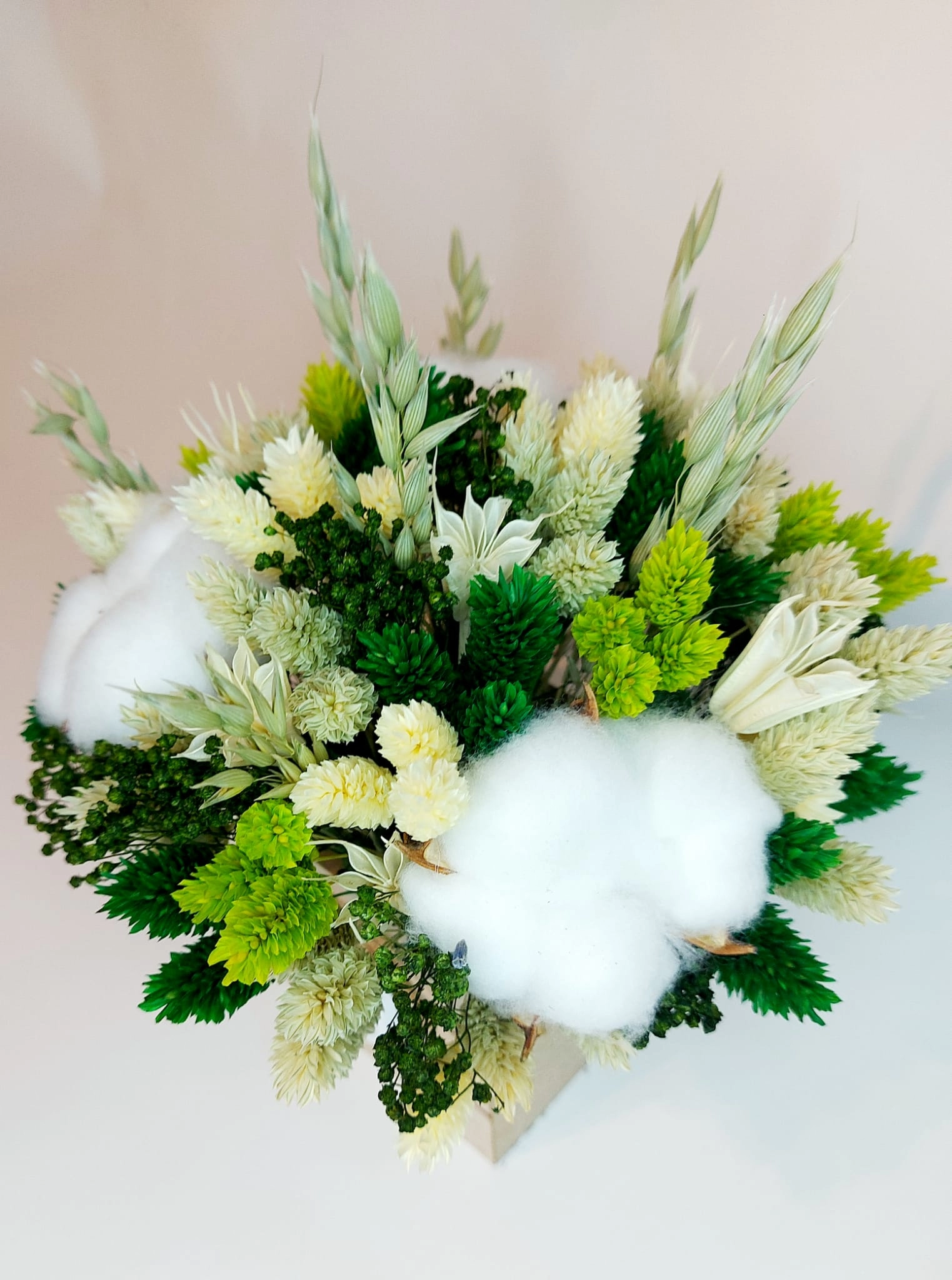 Aranjament cadou cu flori uscate Buchet Verde, 12×15 cm [1]