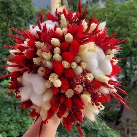 Buchet cununie/nunta, flori uscate alb si rosu [3]