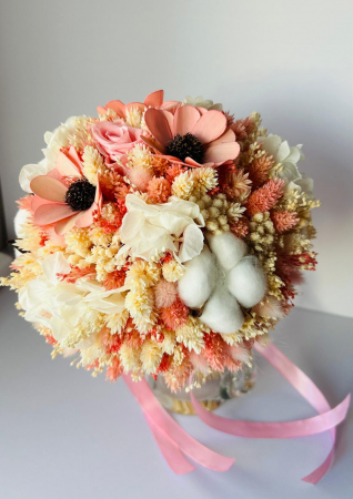 Buchet mireasă/nașă în cromatică alb-roz [6]