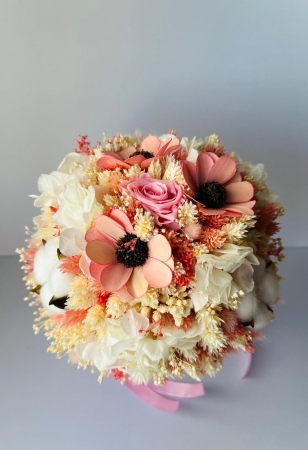 Buchet mireasă/nașă în cromatică alb-roz [2]