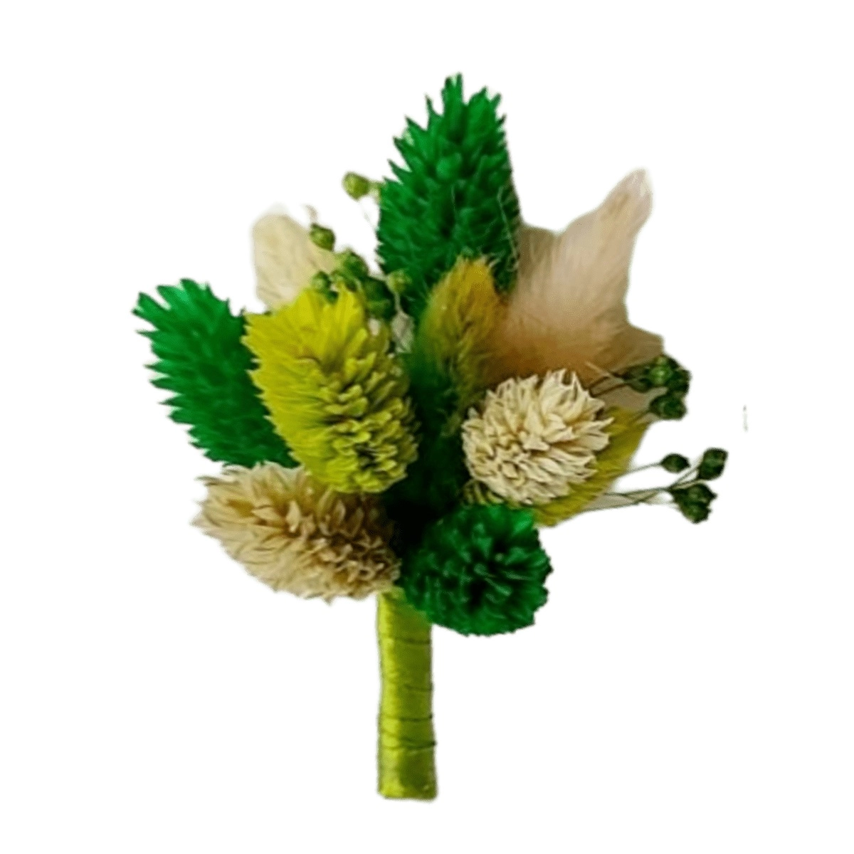 Nunta - Cocarda din flori naturale uscate, verde