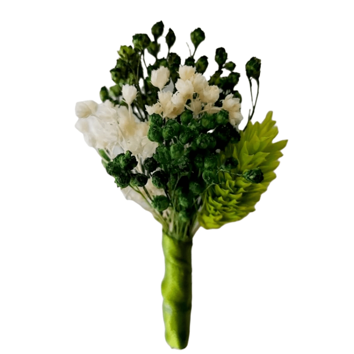 Nunta - Cocarda din flori naturale uscate, verde