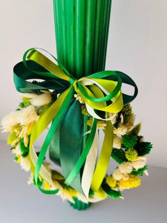 Lumânare Nuntă /Botez cu flori uscate, model floare personalizat la cerere [1]