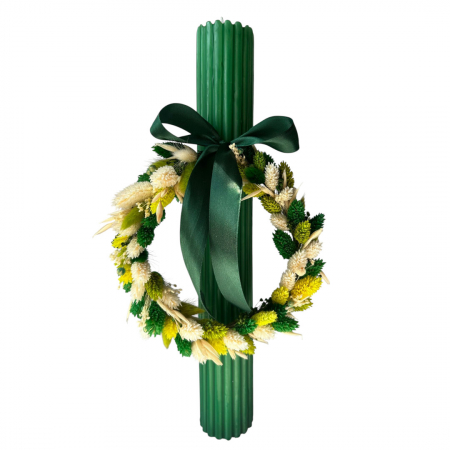 Lumânări botez/nuntă - Lumânare Nuntă /Botez cu flori uscate, model floare personalizat la cerere