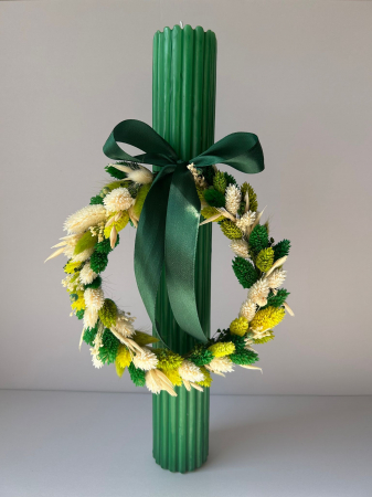 Lumânare Nuntă /Botez cu flori uscate, model floare personalizat la cerere [7]