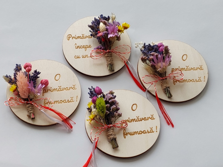 Mărțisor magnet- mini buchet flori uscate pe bază de lemn personalizat [1]