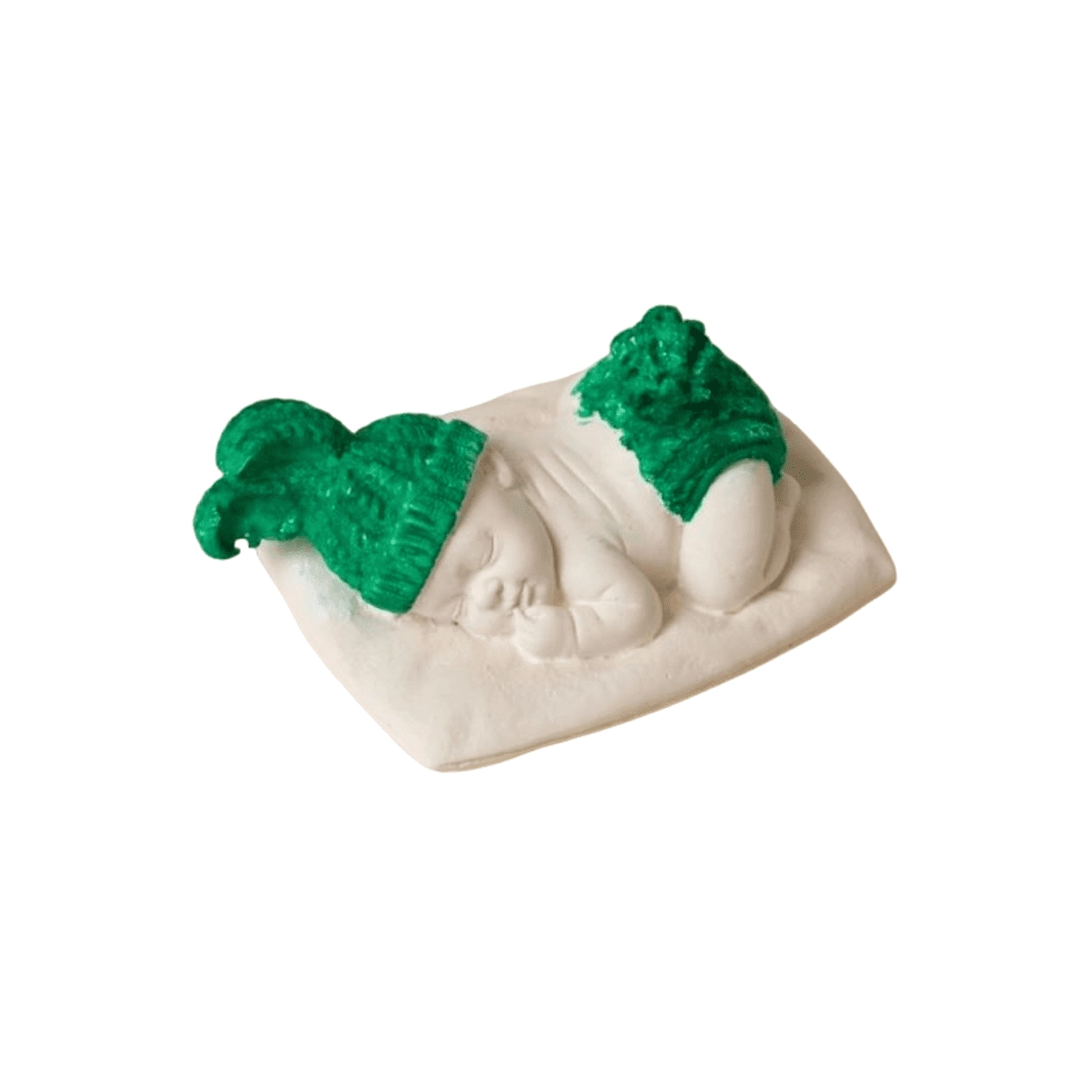 Mărturie nuntă/botez - Marturie botez din ceramica parfumata – bebelus colorat verde