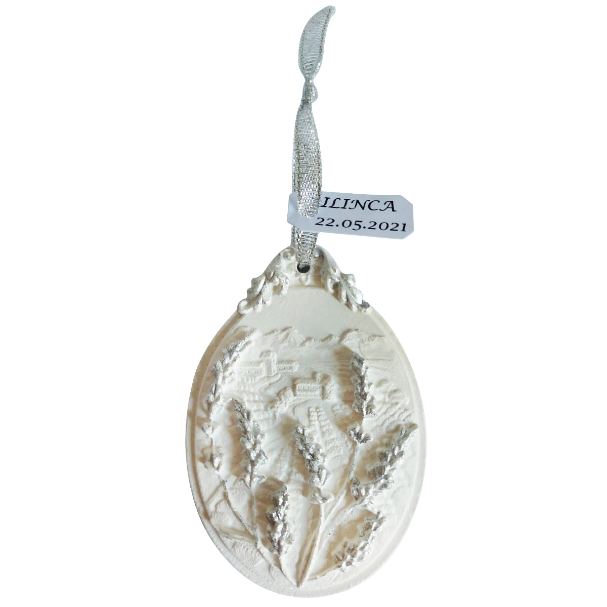 Mărturie nuntă/botez - Marturie ceramica parfumata ornata cu forme de lavanda