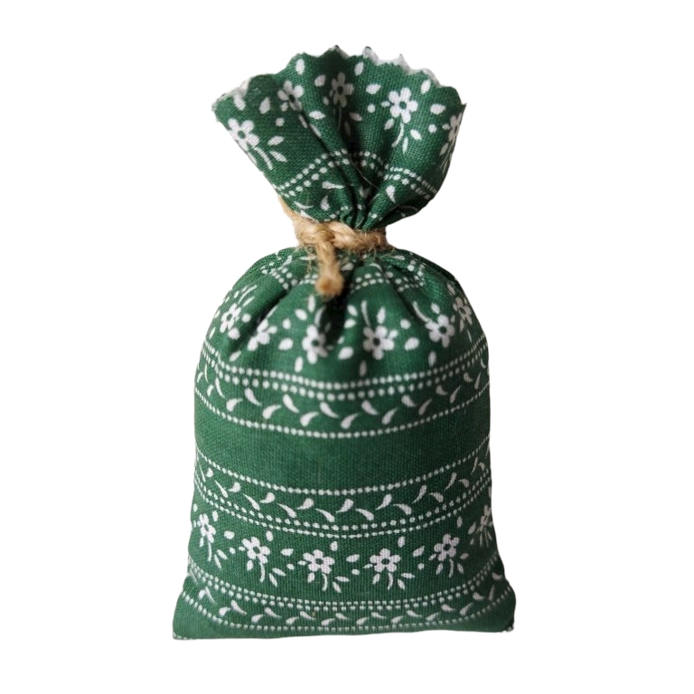 Saculeț cu lavandă - Marturie saculet cu lavanda, model etno, verde