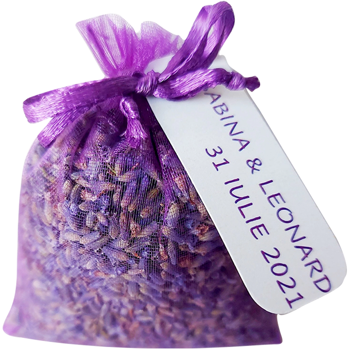 Marturie saculet organza cu lavanda, Mov, 7×9 cm [2]
