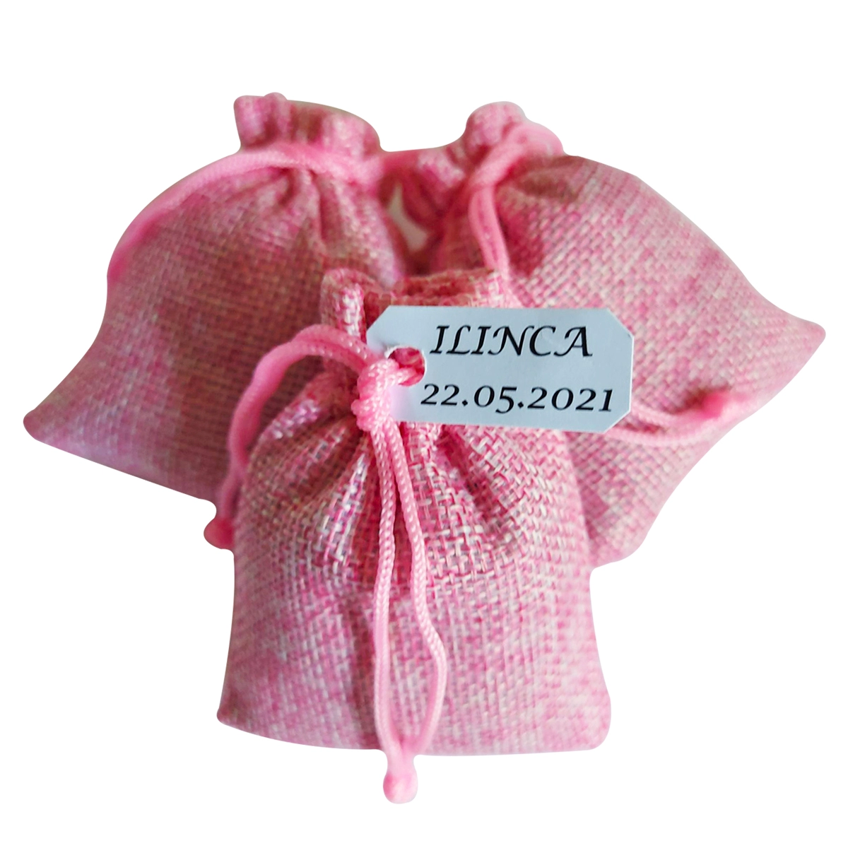 Saculeț cu lavandă - Marturie Saculet umplut cu lavanda, Roz, material iuta