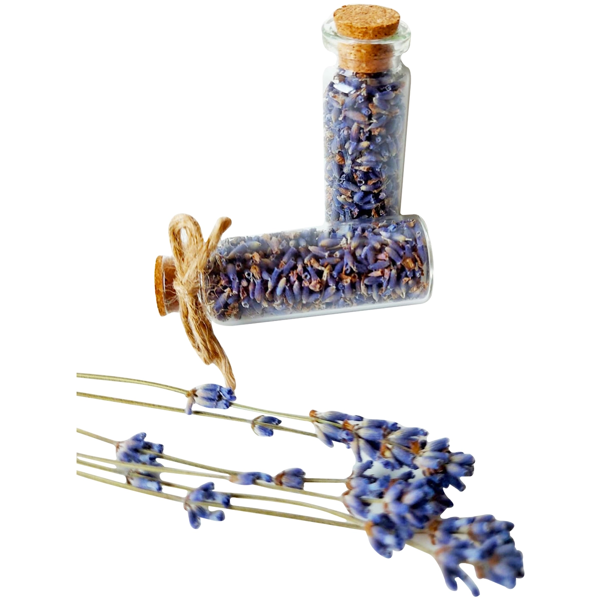 Mărturie nuntă/botez - Marturie sticluta cu dop de pluta, cu lavanda uscata