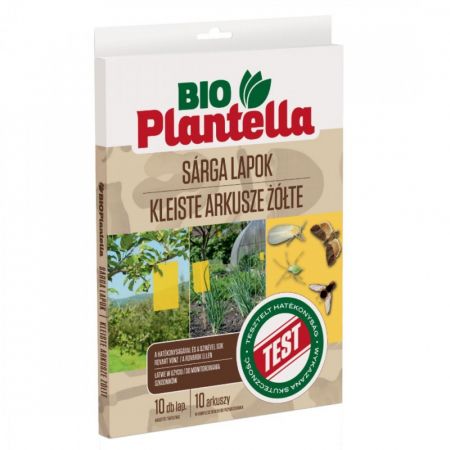 Agricultură Ecologică ECO - Capcane Lipicioase Galbene BIO PLANTELLA - Set 10 Placi, Acarieni, Purici, Afide, Musca cireselor, Musca cepei
