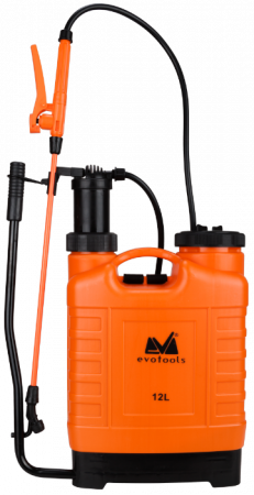 Pompe stropit - Pompa manuala de stropit cu presiune EvoTools 677271, rezervor tip rucsac 12 L, 3 duze, 48 cm lungime lance, lance din fibra de sticla, 120 cm lungime furtun, 3 bar presiune maxima