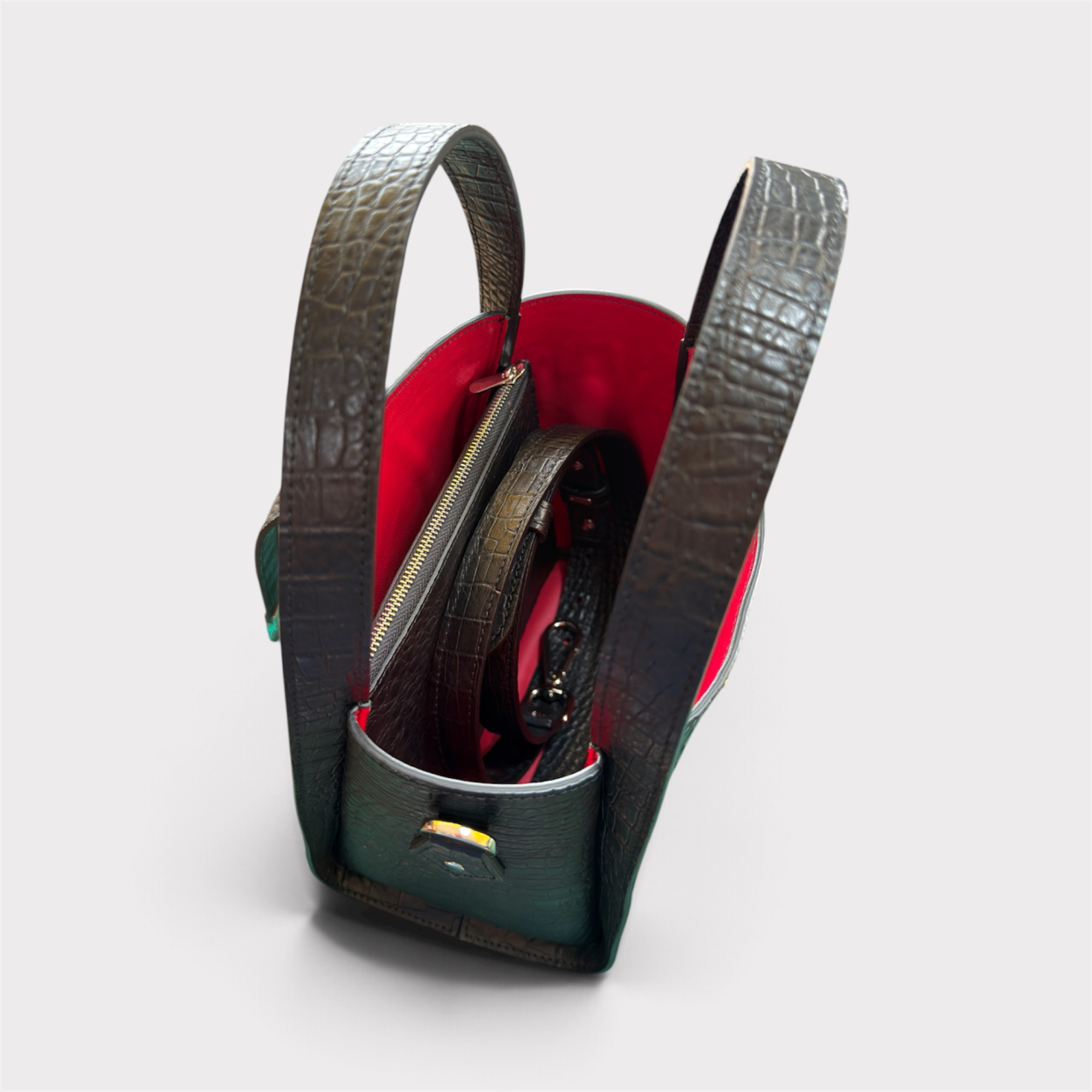 Geanta Piele Naturală Calla Black Croco [4]