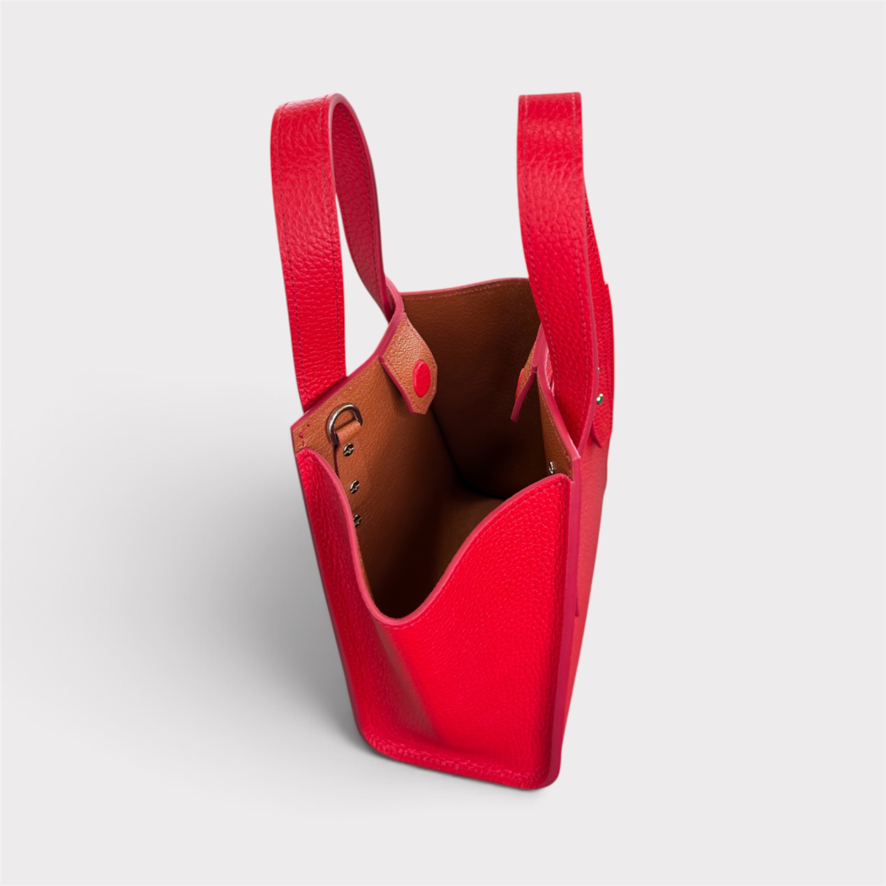 geanta piele bizonata rosie tulip lucrata manual [4]