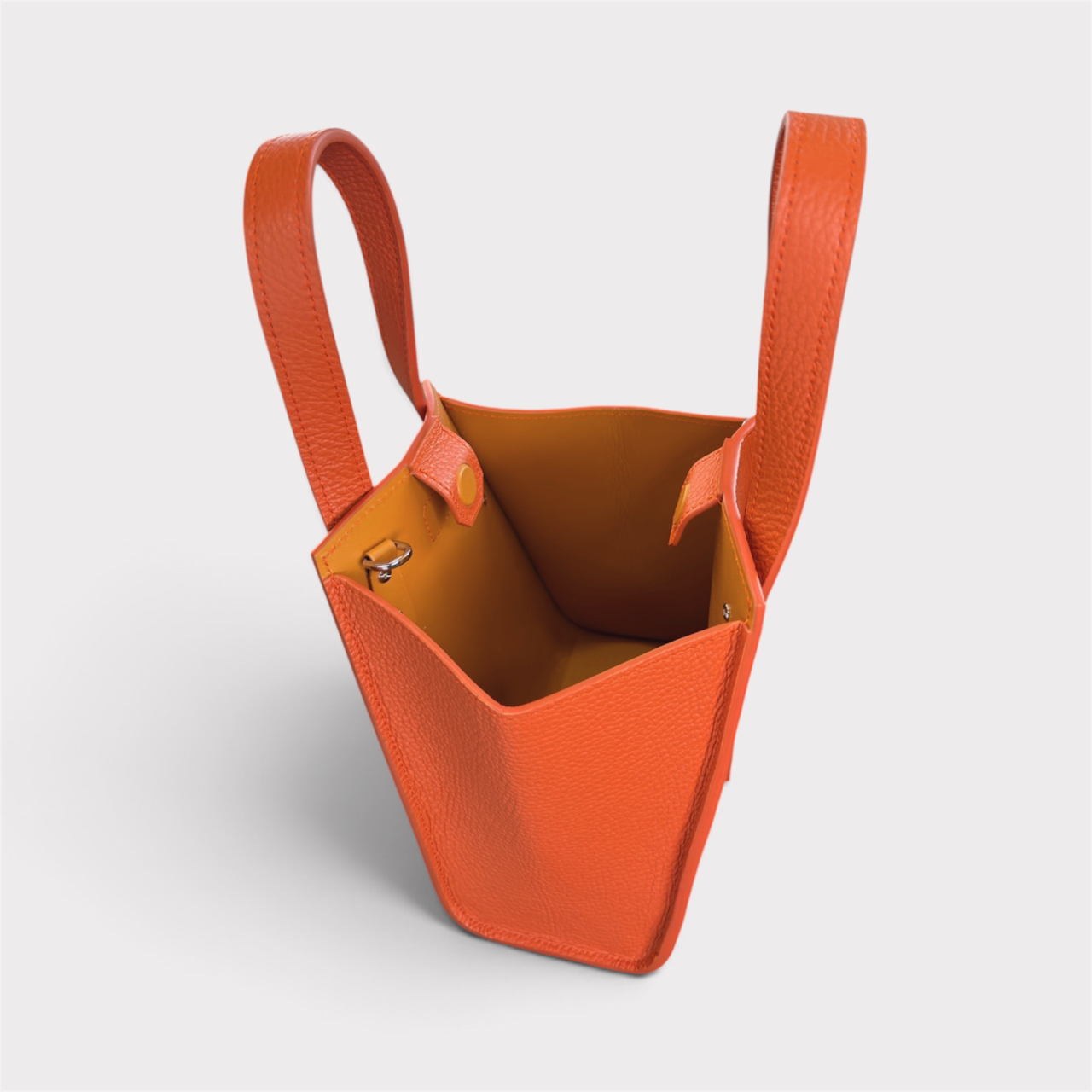 geanta piele naturala portocalie tulip lucrată manual [4]