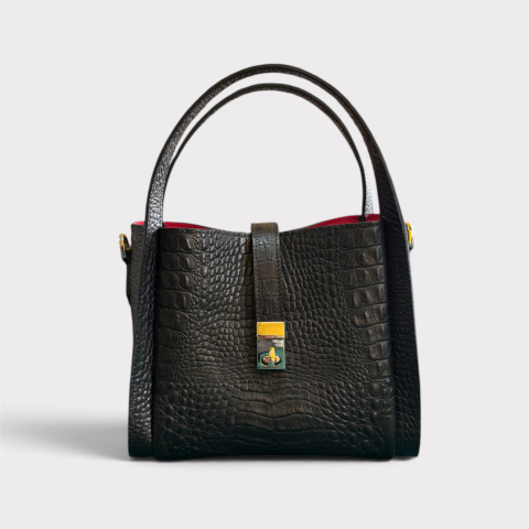 Genți Unice - Geanta Piele Naturală Calla Black Croco