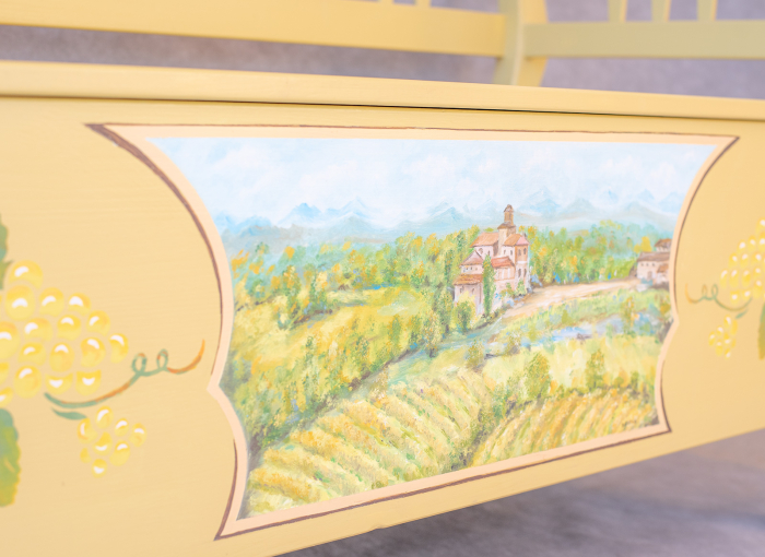 banca lemn pin lucrata si pictata manual [4]