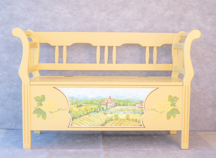 banca lemn pin lucrata si pictata manual [2]