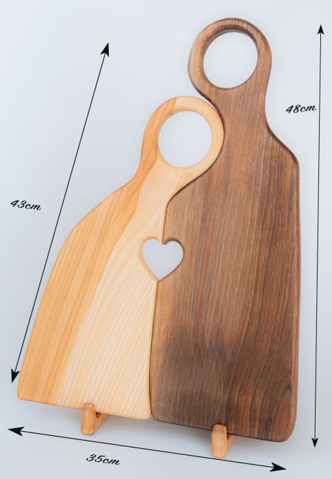 Tocator lemn masiv Love, lucrat manual, lemn nuc si frasin - Charcuterie board [3]