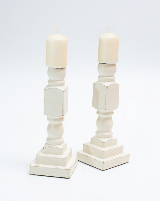 Suport lumanari lucrat manual, lemn de pin - Lumier [1]