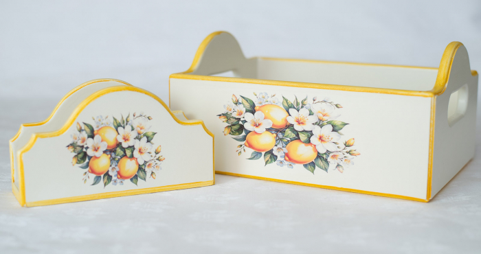 Set artizanal: suport servetele si cutie condimente [6]