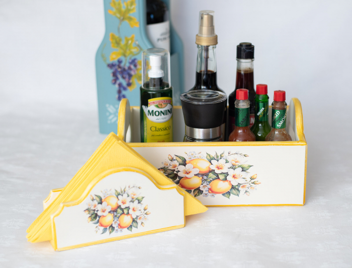 Set artizanal: suport servetele si cutie condimente [12]