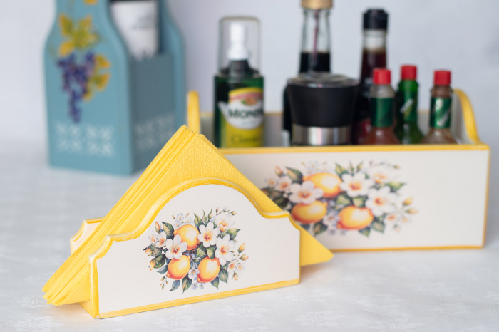 Set artizanal: suport servetele si cutie condimente [9]