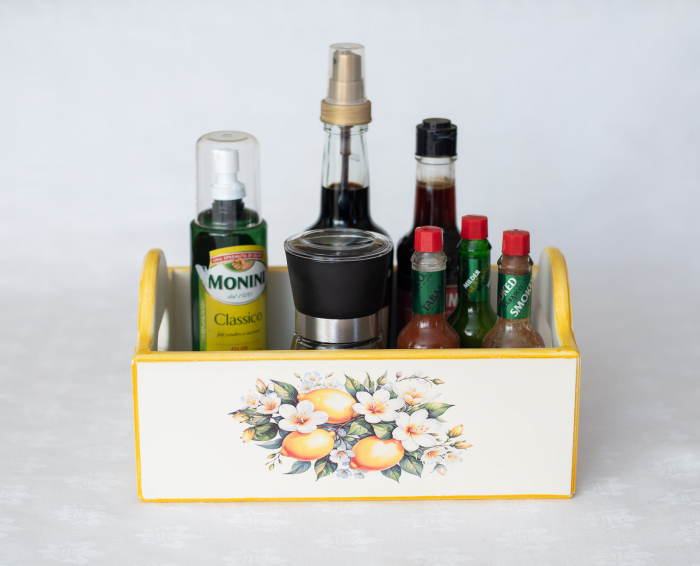 Set artizanal: suport servetele si cutie condimente [11]