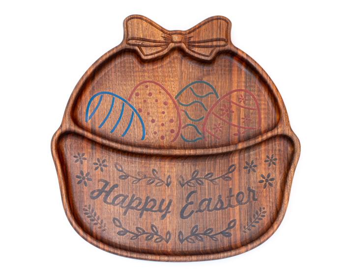 Tavita Paste din lemn de nuc Happy Easter cadou personalizat - Atelier Vintage [3]