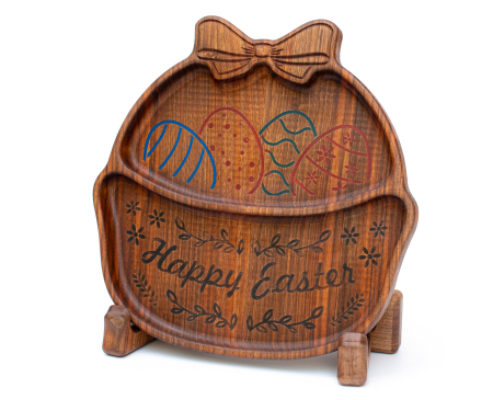 Cadouri din lemn - Tavita Paste din lemn de nuc Happy Easter cadou personalizat - Atelier Vintage