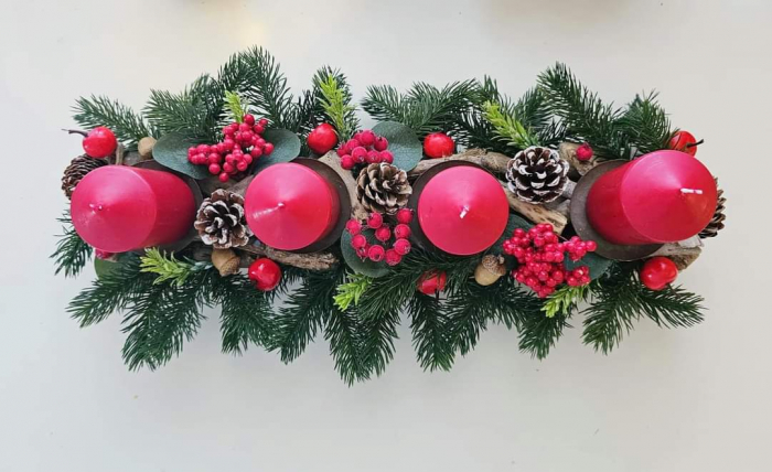 Aranjament Craciun, dreptunghiular, suport lumanari, 30 cm [2]