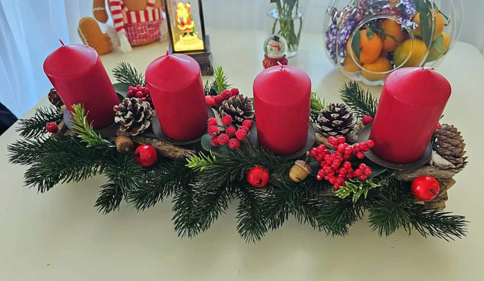 Aranjament Craciun, dreptunghiular, suport lumanari, 30 cm [3]