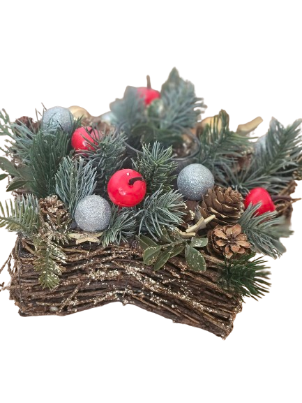 Aranjament de Craciun  in forma de stea cu suport lumanare [1]